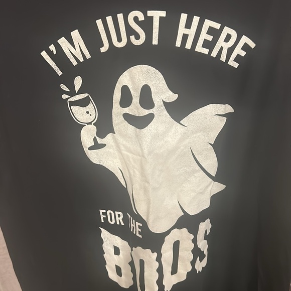 Black and Purple Halloween Pajama Shirt with Ghost Design - Picture 3 of 5